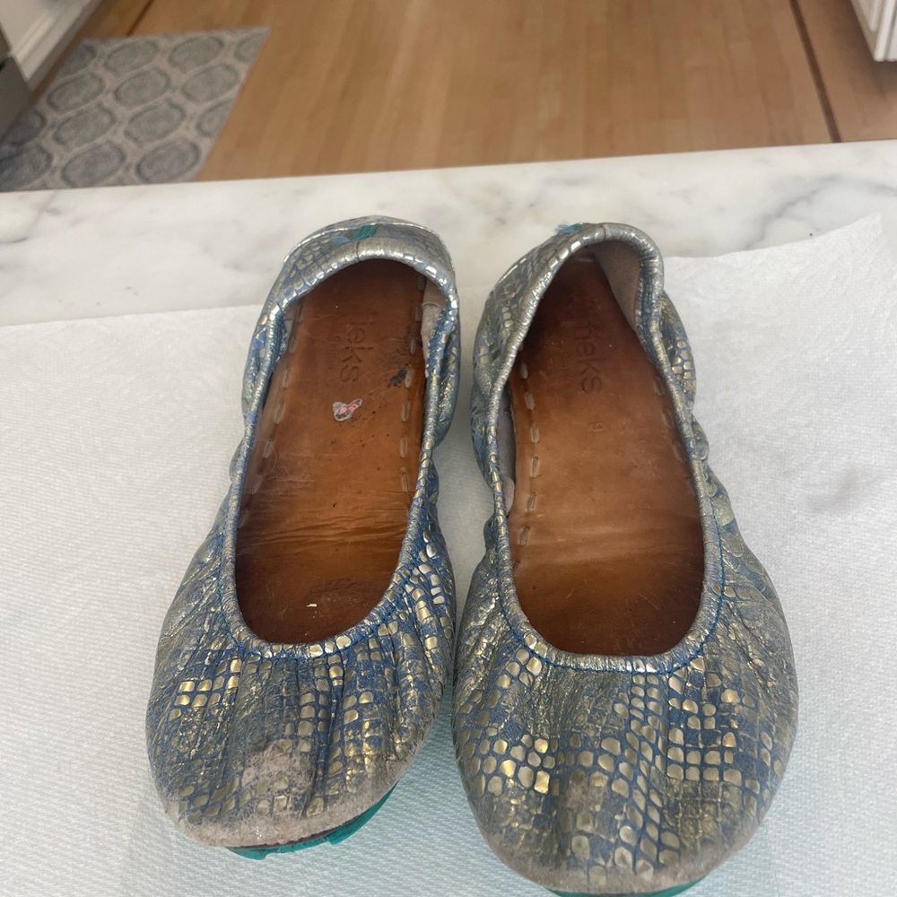 Tieks - Blue and Gold Ballet Flats - size 9